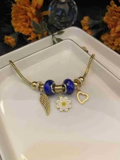 Aksesuar Çarşısı  Papatya Tasarımlı Gold Charm Bileklik - 2