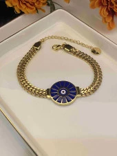 Aksesuar Çarşısı Mavi Mineli Göz Detaylı Çelik Bileklik thumbnail 1