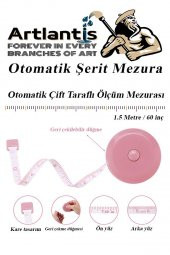 Otomatik Şerit Mezura 1.5 Metre Kırmızı Renk 1 Adet Yuvarlak Cep Mezurası 150 cm Mezro Terzi Metresi Vücut Ölçüm Metresi - 2