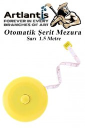 Otomatik Şerit Mezura 1.5 Metre Sarı Renk 1 Adet Yuvarlak Cep Mezurası 150 cm Mezro Terzi Metresi Vücut Ölçüm Metresi - 1