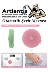 Otomatik Şerit Mezura 1.5 Metre Mavi Renk 1 Adet Yuvarlak Cep Mezurası 150 cm Mezro Terzi Metresi Vücut Ölçüm Metresi - 3