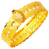 Saç Örgüsü Çiçekli Kelepçe Altın Bilezik thumbnail 1