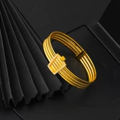 3 Sıra Taşlı Trabzon Hasır Kilitli Altın Bilezik thumbnail 4