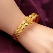 Osmanlı Tuğralı Kesik Burma Altın Kelepçe Bilezik thumbnail 2