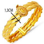 Osmanlı Tuğralı Kesik Burma Altın Kelepçe Bilezik thumbnail 6