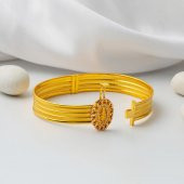 Tuğralı 3 Sıra Trabzon Hasır Kelepçe Altın Bilezik thumbnail 3