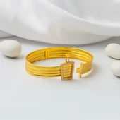 3 Sıra Taşlı Trabzon Hasır Kilitli Altın Bilezik thumbnail 3