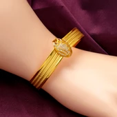 3 Sıra Lale Tokalı Trabzon Hasır Kelepçe Altın Bilezik thumbnail 2