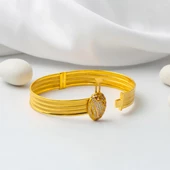 3 Sıra Lale Tokalı Trabzon Hasır Kelepçe Altın Bilezik thumbnail 3