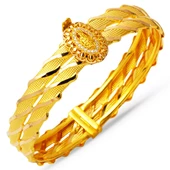 Osmanlı Tuğralı Kesik Burma Altın Kelepçe Bilezik thumbnail 1