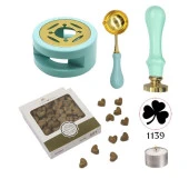 Davetiye Mum Mühürü Uygulama Seti Su Yeşili Renk 1139 Yonca thumbnail 1