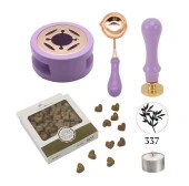 Davetiye Mum Mühürü Uygulama Seti Lavanta Renk 337 Zeytin Dalı thumbnail 1