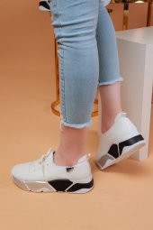 Popi Beyaz Siyah Renkli Bayan Spor Ayakkabı - 5