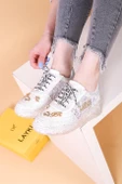 Astra Taşlı Desenli Şeffaf Taban Beyaz Renkli Kadın Sneaker - 2