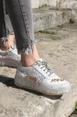 Astra Taşlı Desenli Şeffaf Taban Beyaz Renkli Kadın Sneaker - 7