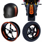 Moto Rider 4lü Sticker Seti Floresan Turuncu İç Dış Jant Şeridi Kask ve Çamurluk Çınar Extreme - 1