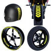 Moto Rider 4lü Sticker Seti Floresan Sarı İç Dış Jant Şeridi Kask ve Çamurluk Çınar Extreme - 1