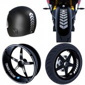 Moto Rider 4lü Sticker Seti Yaldızlı Gümüş İç Dış Jant Şeridi Kask ve Çamurluk Çınar Extreme - 1