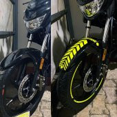 Moto Rider 4lü Sticker Seti Floresan Sarı İç Dış Jant Şeridi Kask ve Çamurluk Çınar Extreme - 6