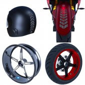 Moto Rider 4lü Sticker Seti Siyah Karbon Fiber Dokulu İç Dış Jant Şeridi Kask ve Çamurluk Çınar Extreme - 1
