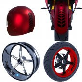 Moto Rider 4lü Sticker Seti Jet Siyah İç Dış Jant Şeridi Kask ve Çamurluk Çınar Extreme - 1