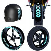 Moto Rider 4lü Sticker Seti Nane Yeşili İç Dış Jant Şeridi Kask ve Çamurluk Çınar Extreme - 1