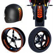 Moto Rider 4lü Sticker Seti Alev Turuncu İç Dış Jant Şeridi Kask ve Çamurluk Çınar Extreme - 1