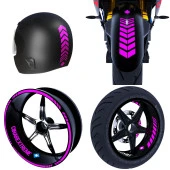 Moto Rider 4lü Sticker Seti Gül Pembesi İç Dış Jant Şeridi Kask ve Çamurluk Çınar Extreme - 1
