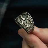 Zülfikar Desenli Mikro Taşlı 925 Gümüş Erkek Yüzük - 6
