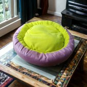 Girist Pet Kedi ve Köpek Yatağı Mor ve Yeşil Simit Yatak 50x50 cm thumbnail 2
