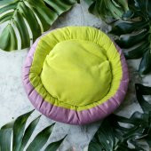 Girist Pet Kedi ve Köpek Yatağı Mor ve Yeşil Simit Yatak 50x50 cm thumbnail 4