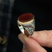 Oval Akik Taşlı 925 Gümüş Erkek Yüzük thumbnail 6