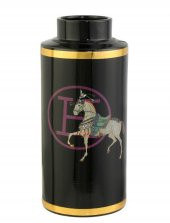 Crearthome Atlı Hermes Siyah Gold Dekoratif Vazo Büyük Boy 12x12x27 cm AK.WLT0703 - 1