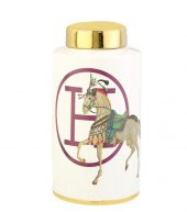 Crearthome Atlı Hermes Beyaz Gold Dekoratif Küp Büyük Boy 17x17x33 cm AK.WLT0701 - 1