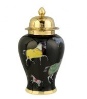 Crearthome Atlı Dekoratif Siyah Gold Küp Küçük Boy 12x19x32 cm AK.WLT0694 - 1