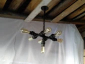 Demir Boru Tavan Lambası,  Endüstriyel Malzeme Rustik Tavan Avize thumbnail 5