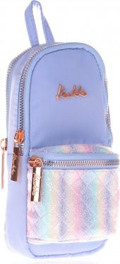 Kaukko Bright Üç Gözlü Kız Çocuk Kalem Çantası - Kapitone Floral Mavi thumbnail 1