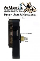 Duvar Saat Mekanizması 5 Adet 10 mm Şaft Sessiz Saat Motoru Akrep Yelkovan Okul Deney Saat Yapım - 2