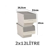 Motek Beyaz Tekerlekli Organizer Çok Amaçlı Saklama Kutusu 2X12 Lt - 3