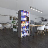 Kenzlife klasörlük raflı rona gri 175*80*30 kitaplık ofis arkalıksız - 1