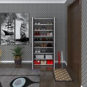 Kenzlife ayakkabılık ayakkabı dolabı kilitli gutan gri 160*70*32 kapaklı ofis dolabı iki bölme - 1