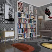 Kenzlife kitaplık süper ga 150*160*19 byz 5 katlı 2 bölme çift bölme opsiyonlu ofis mutfak banyo dolabı arkalıksız - 1
