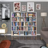 Kenzlife kitaplık süper ga 150*160*19 byz 5 katlı 2 bölme çift bölme opsiyonlu ofis mutfak banyo dolabı arkalıksız - 2