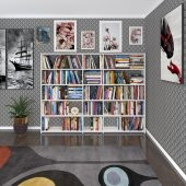 Kenzlife kitaplık süper ga 150*200*19 byz 5 katlı 3 bölme çift bölme opsiyonlu ofis mutfak banyo dolabı arkalıksız thumbnail 2