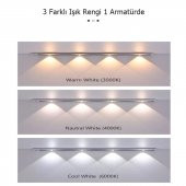 Sensörlü Şarjlı 3 Farklı Işık Renkli Dimmerli 40cm Siyah Cata Bella Ultra Slim Kabin Led - 4