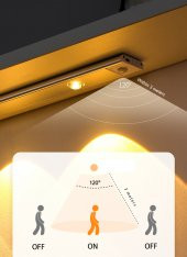 Sensörlü Şarjlı 3 Farklı Işık Renkli Dimmerli 40cm Siyah Cata Bella Ultra Slim Kabin Led - 6