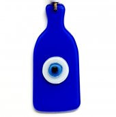 Nazar Boncuklu Şişe Şekilli Mavi Cam Duvar Süsü Hediyelik Dekor thumbnail 1