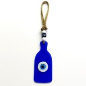 Nazar Boncuklu Şişe Şekilli Mavi Cam Duvar Süsü Hediyelik Dekor thumbnail 2