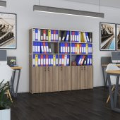 Kenzlife klasör dolabı kilitli gökbörü crd 175*200*30 klasörlük kitaplık ofis arkalıksız - 1