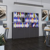 Kenzlife klasör dolabı kilitli gökbörü gri 175*200*30 klasörlük kitaplık ofis arkalıksız - 1